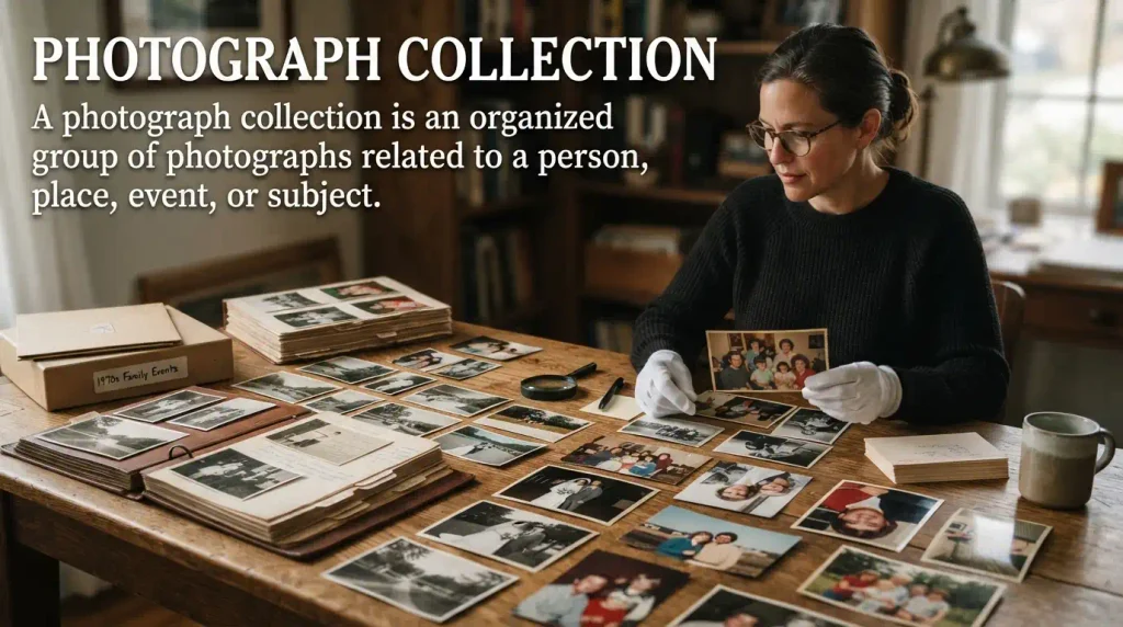 A photograph collection is an organized group of photographs related to a person, place, event, or subject.