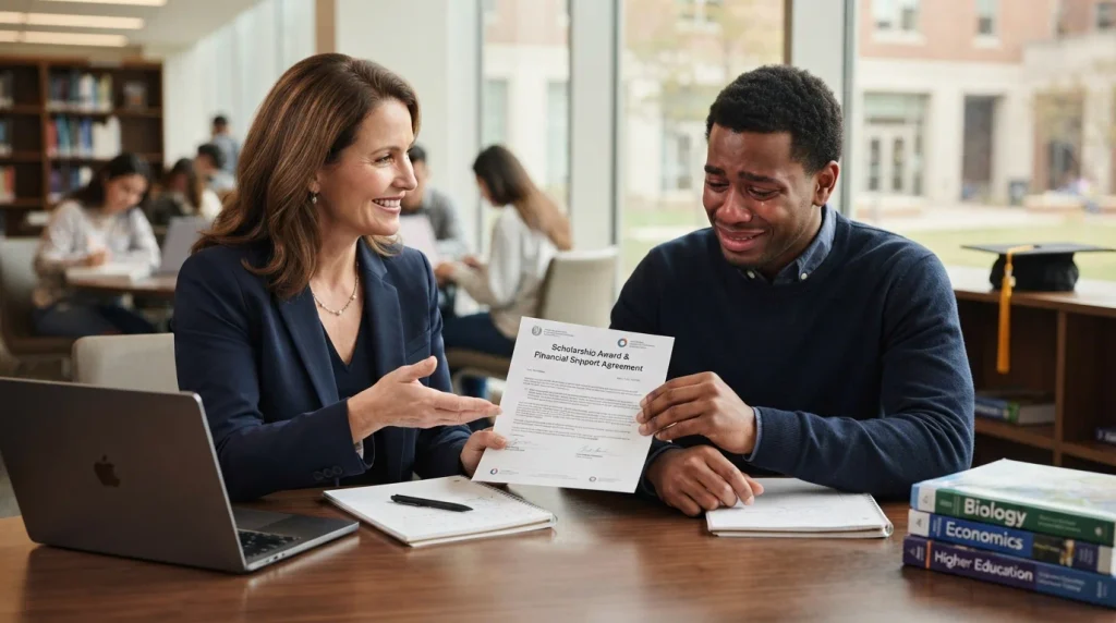 A scholarship sponsor provides financial support for a student's education.