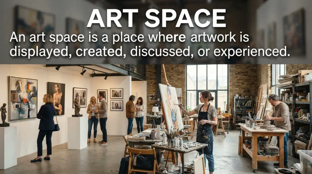 An art space is a place where artwork is displayed, created, discussed, or experienced.