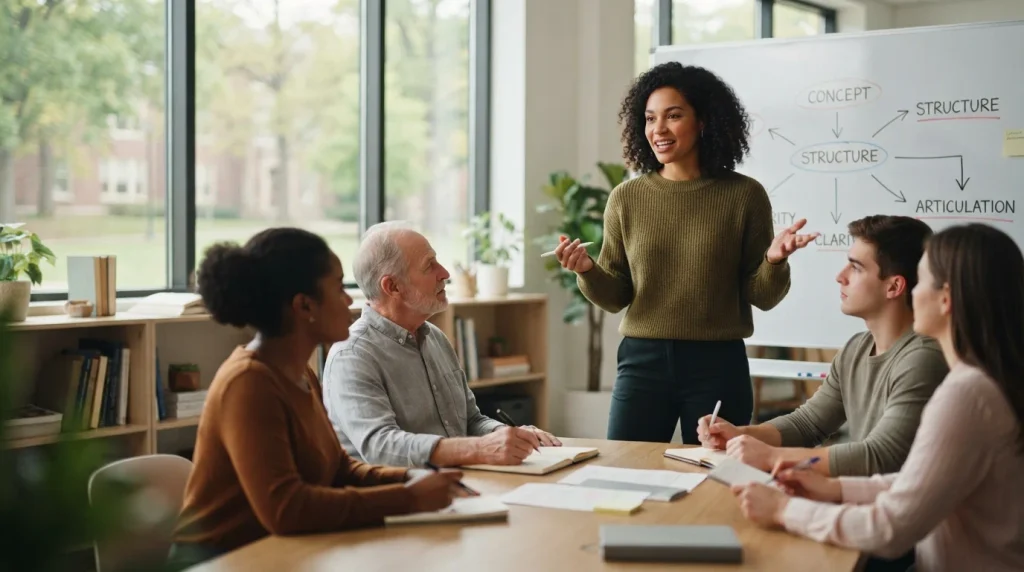 Articulate as a synonym for good communication skills, expressing thoughts and ideas clearly