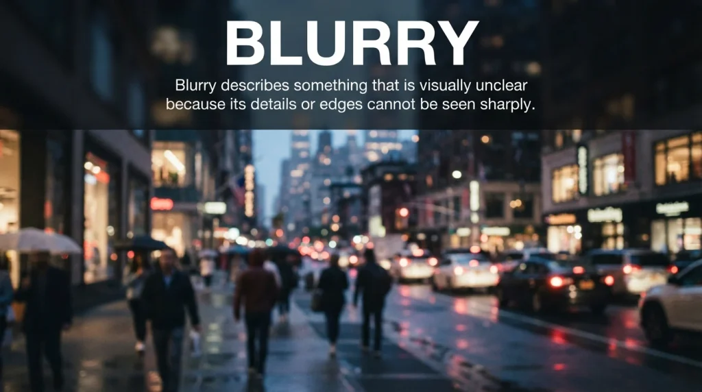 Blurry as a synonym for fuzzy describing something visually unclear