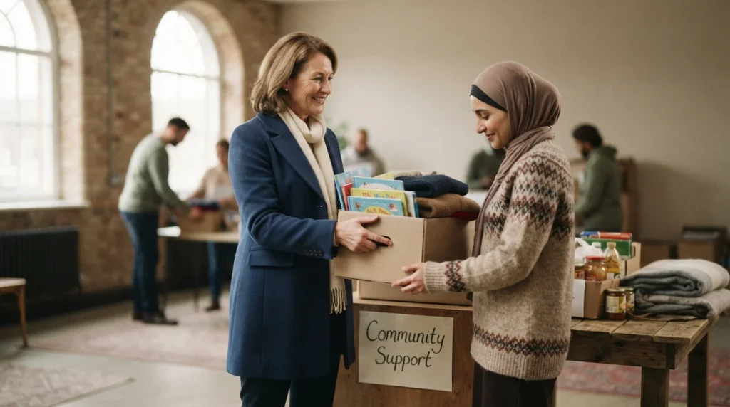 Donate as a synonym for giving away money, goods, or resources for a helpful purpose