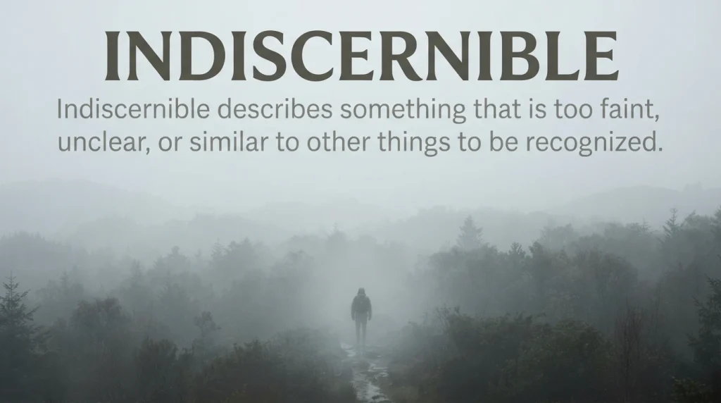 Indiscernible as a synonym for fuzzy describing something faint or unclear