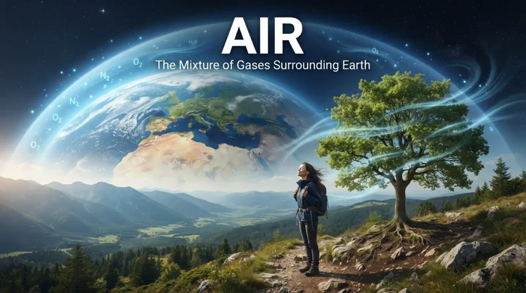 synonym for gas describing air as a mixture of gases surrounding Earth