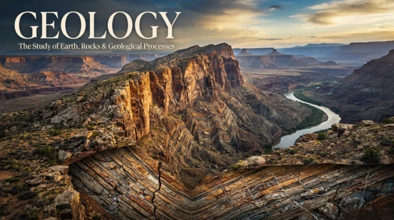 Synonym for geology describing the scientific study of Earth, rocks, and minerals