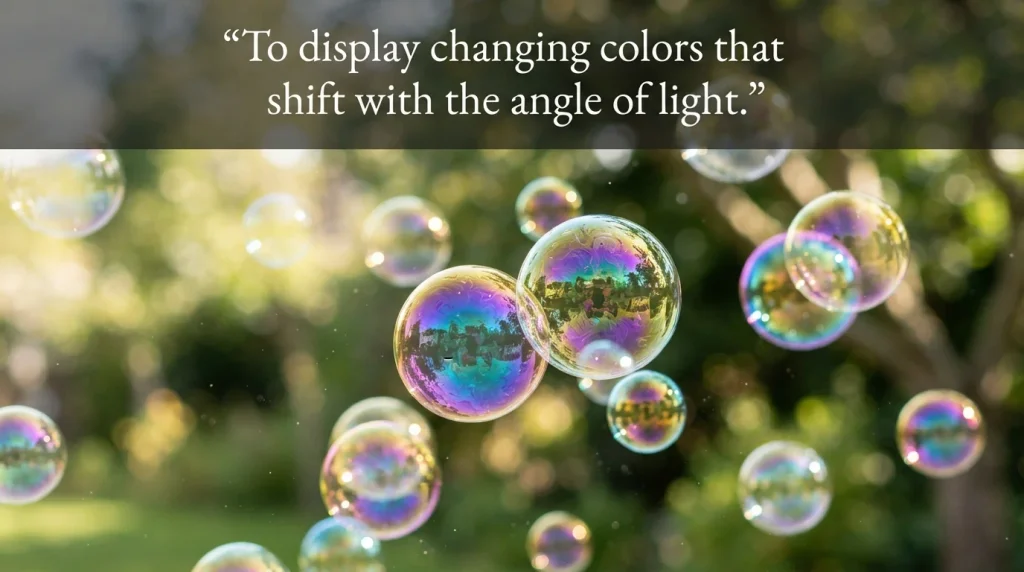 To display changing colors that shift with the angle of light.
