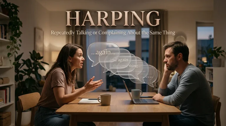 synonym for harping